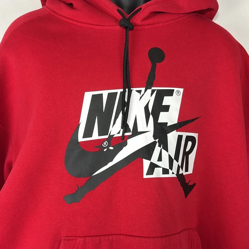 Jordan Nike Air Pullover Hoodie MENS Sz XXL Excellent Graphics Red White & Black